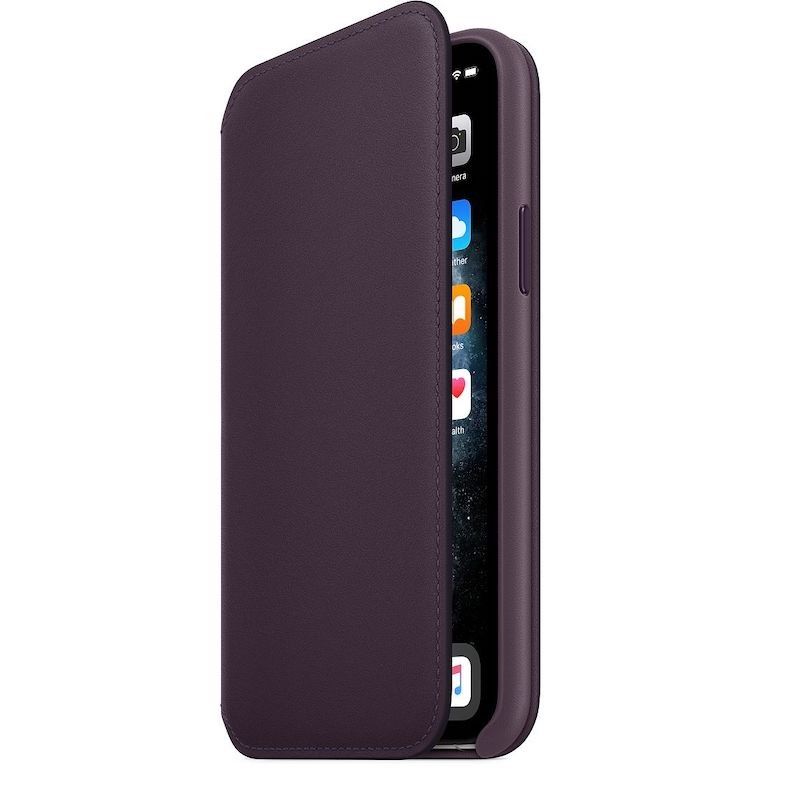 Capa folio em pele para iPhone 11 Pro - Beringela