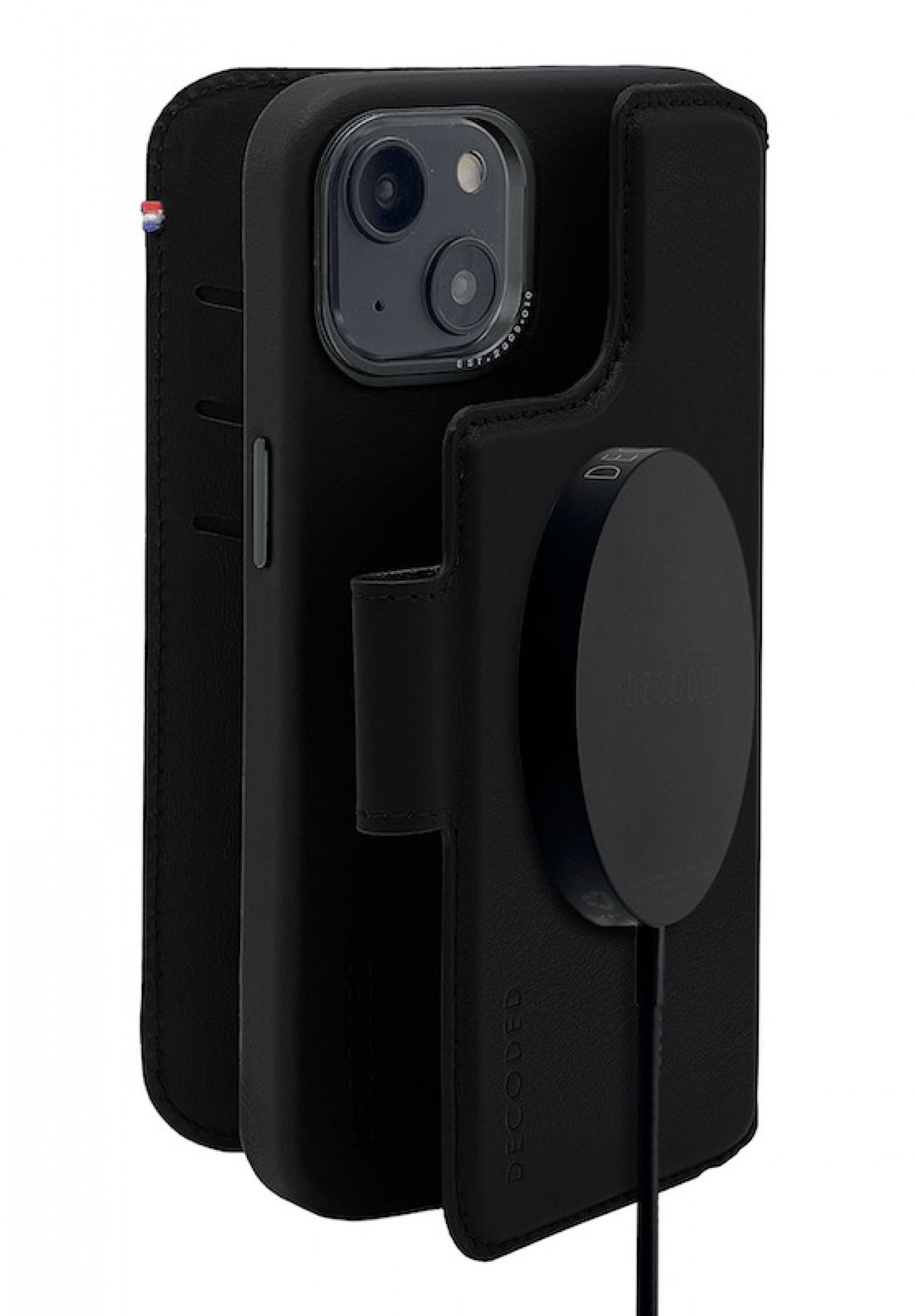 DECODED iPhone 12/13/14 Pro Leather MagSafe Modu Wallet BLK