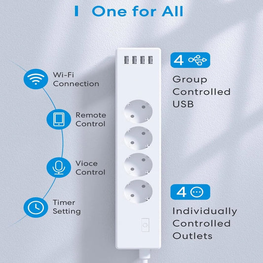 Tomada 4AC Wi-Fi + 4 USB HomeKit Merosse