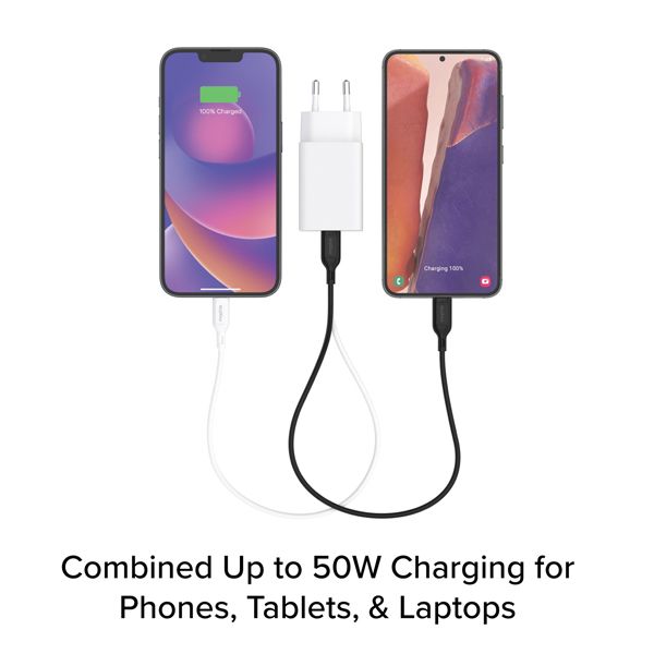 Carregador 2xUSB-C PD 50W Mophie Essencials - Branco