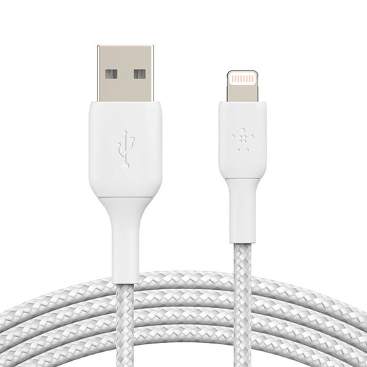 Cabo USB-A para Lightning Braided 1 metro - Branco