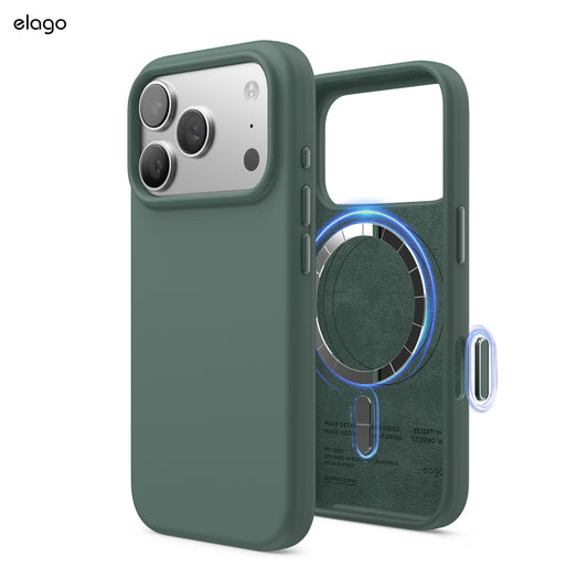 Capa para iPhone 17 Pro em silicone - Verde meia-noite