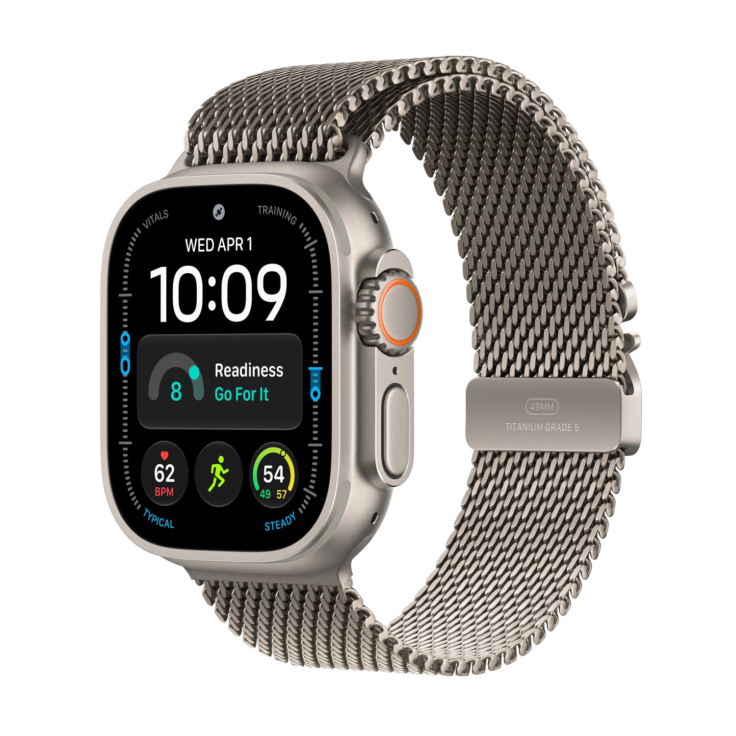 Apple Watch Ultra 4 GPS + Cellular, Caixa em titânio natural de 49 mm com Loop milanesa em titânio natural ‑ M