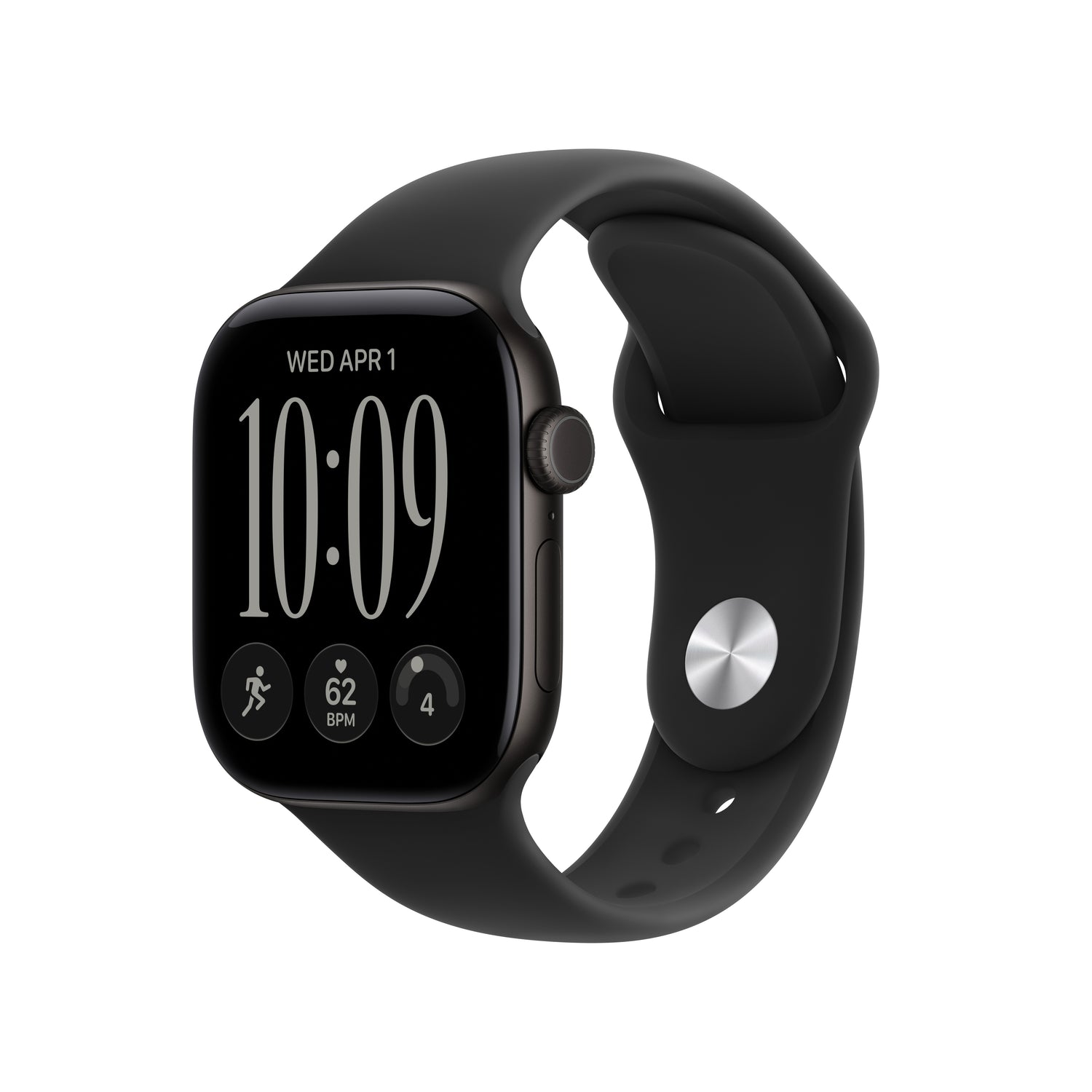 Apple Watch Series 12 GPS + Cellular, caixa em alumínio preto de 42 mm com Bracelete desportiva preta - M/L