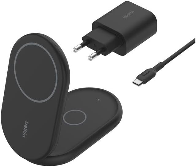 Suporte de carregamento Belkin BoostCharge 2-em-1 - Preto