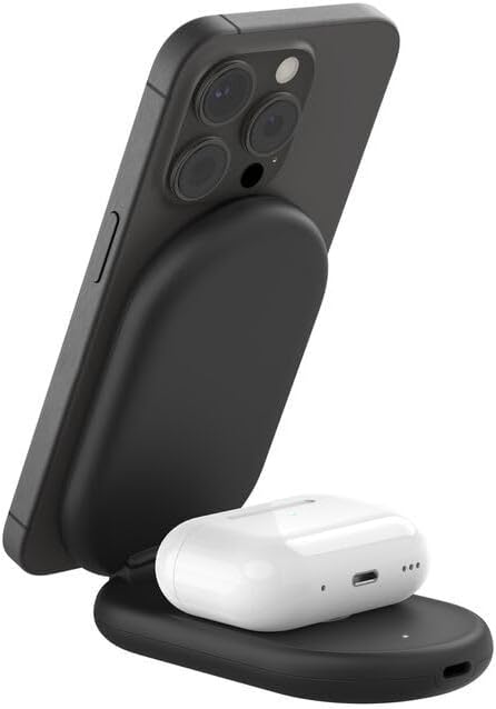 Suporte de carregamento Belkin BoostCharge 2-em-1 - Preto