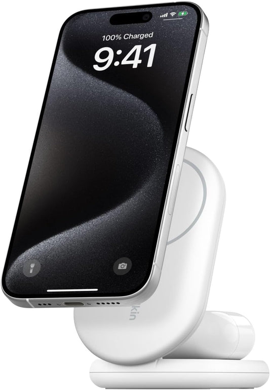 Suporte de carregamento Belkin BoostCharge 2-em-1 - Branco