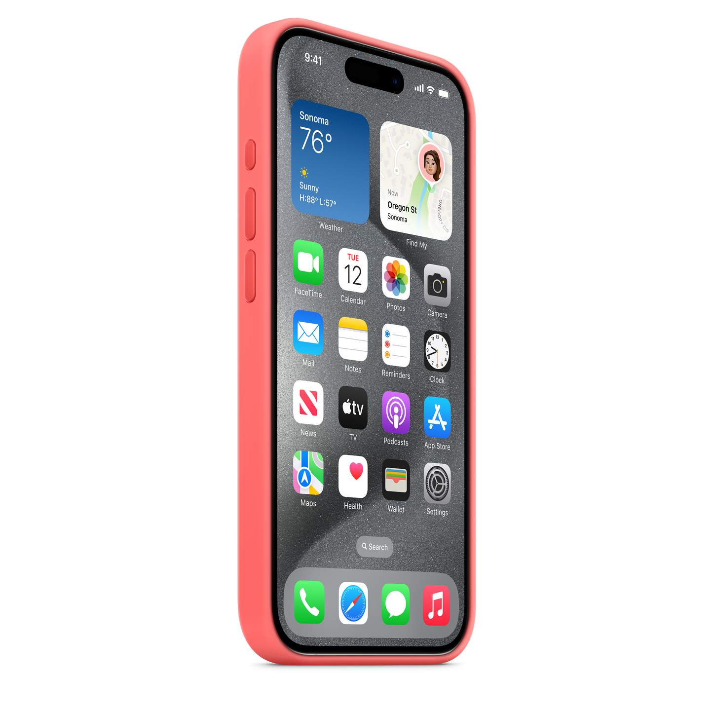 Capa em silicone com MagSafe para iPhone 15 Pro - Goiaba