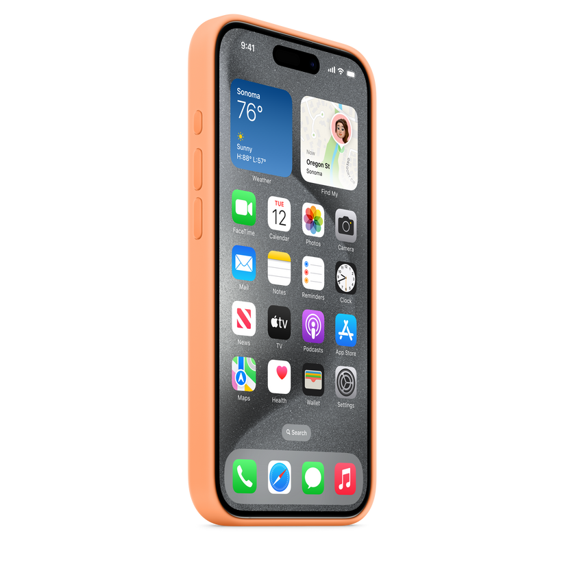 Capa em silicone com MagSafe para iPhone 15 Pro - Sorvete de laranja