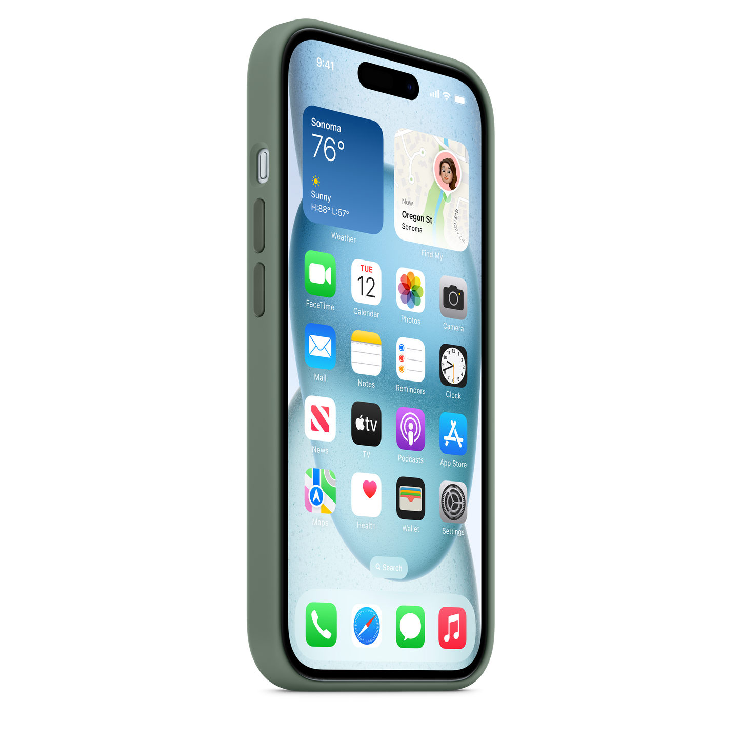 Capa em silicone com MagSafe para iPhone 15 - Cipreste
