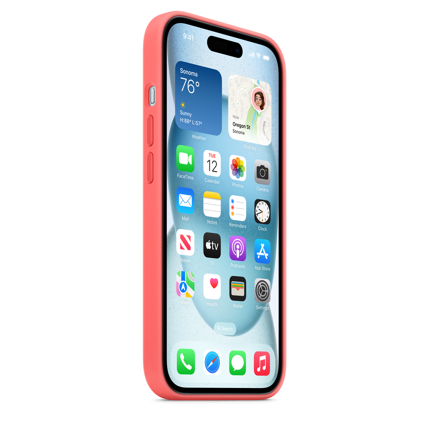 Capa em silicone com MagSafe para iPhone 15 - Goiaba