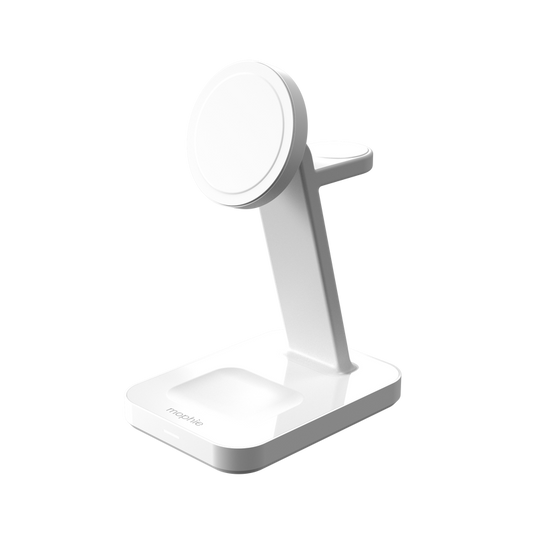 Base de carregamento wireless Snap+ 3-in 1 Qi2 EU da Mophie - Branco