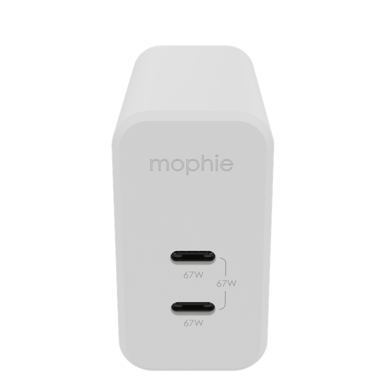 Adaptador de parede USB-C 67W 2-port GaN EU da Mophie - Branco
