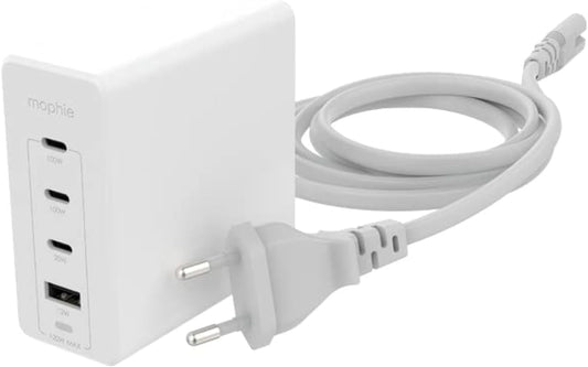 Speedport 120 – Carregador GaN de 120W com 4 Portas (3× USB-C PD + 1× USB-A) - Branco