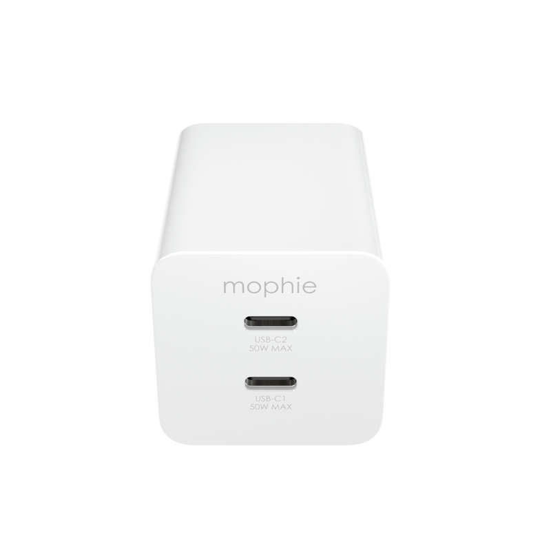 Carregador de automóvel 42W dual USB-C + USB-A da Mophie - Branco