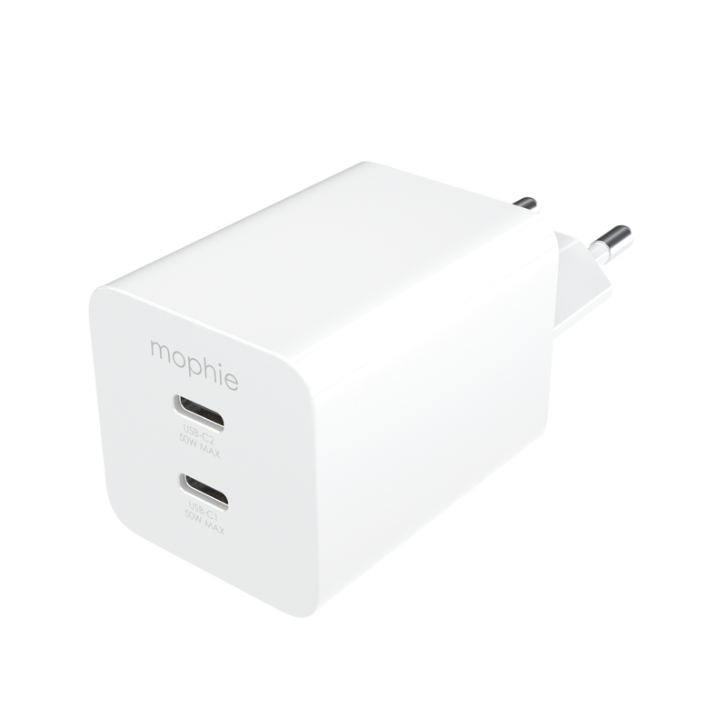 Carregador de automóvel 42W dual USB-C + USB-A da Mophie - Branco