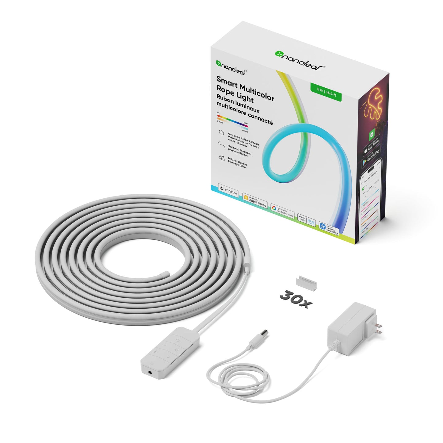 Tubo LED Flexível 5m – 420 LEDs, 70 Zonas de Cor, 300 lm,