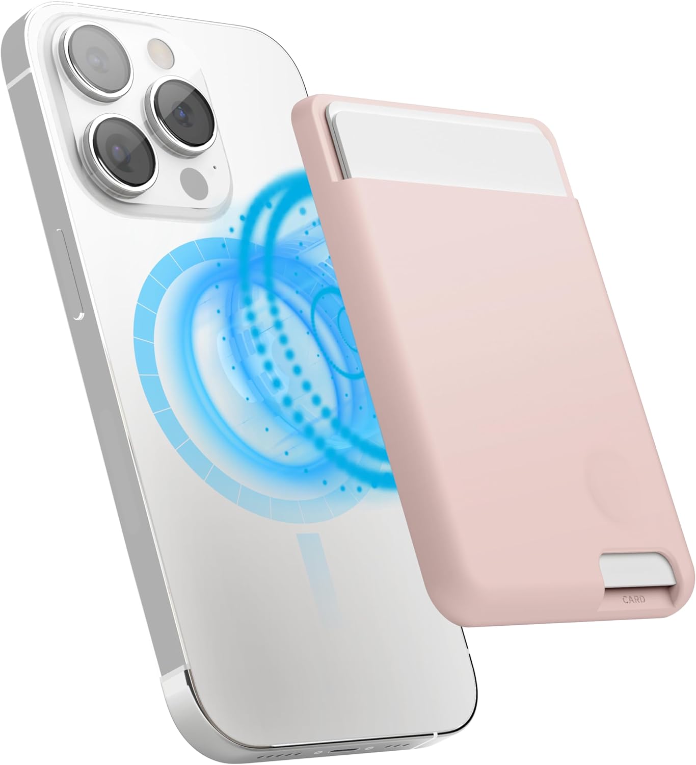 Porta-cartões em silicone para iPhone - Rosa areia