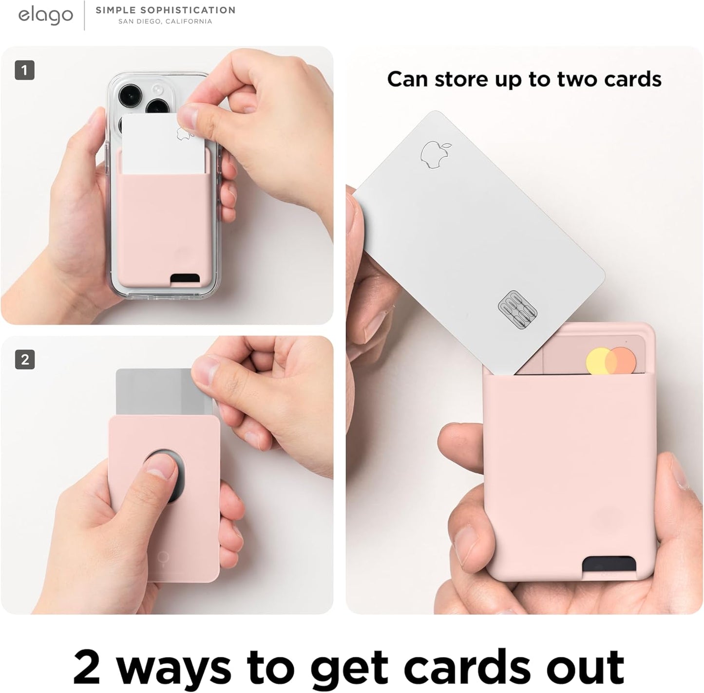 Porta-cartões em silicone para iPhone - Rosa areia