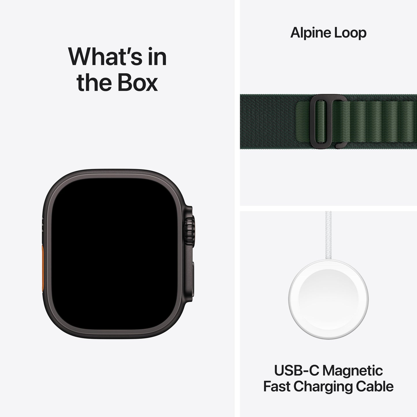 Apple Watch Ultra 2 GPS + Cellular, Caixa em titânio preto de 49 mm com Loop Alpine em verde-escuro ‑ L