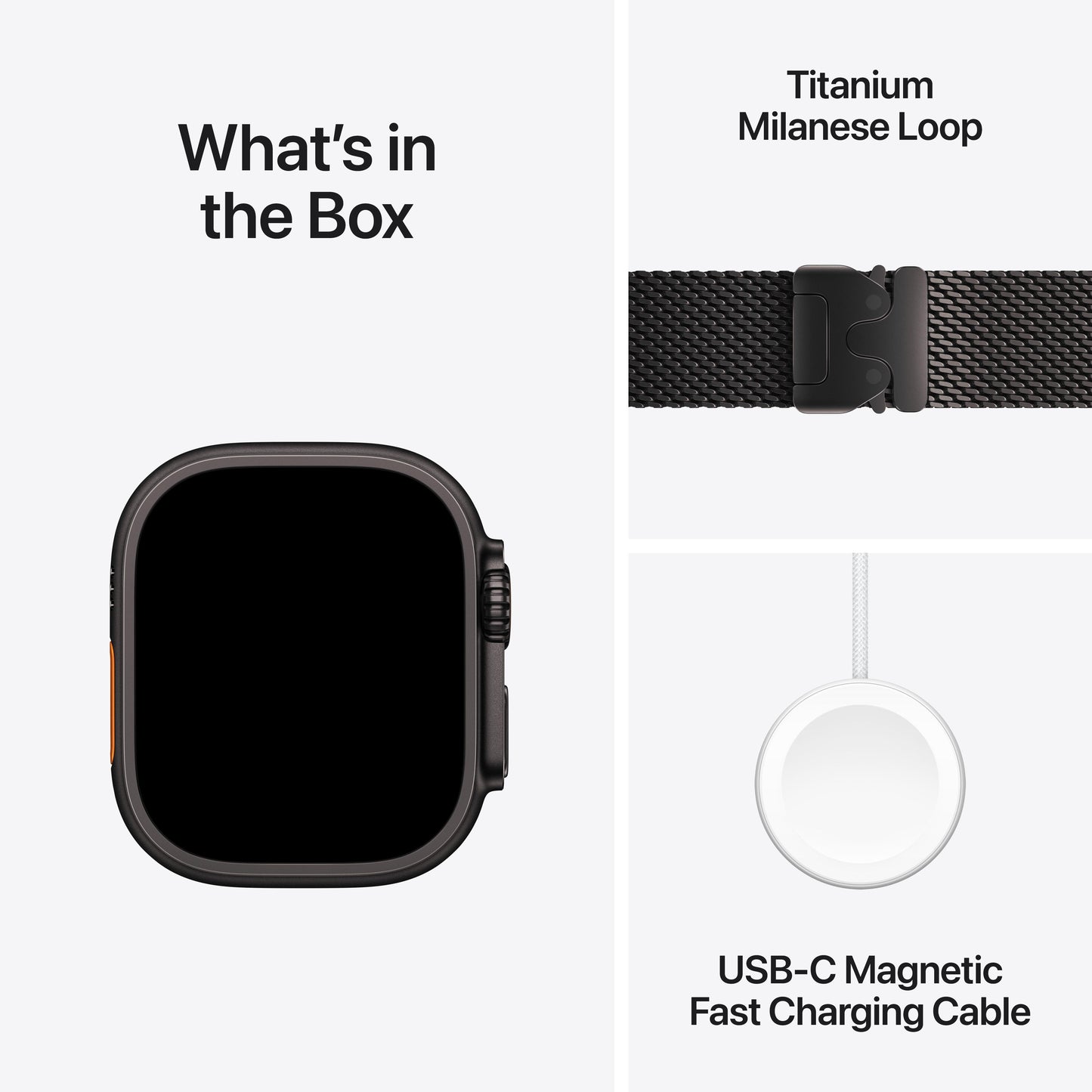 Apple Watch Ultra 2 GPS + Cellular, Caixa em titânio preto de 49 mm com Loop milanesa em titânio preto ‑ S