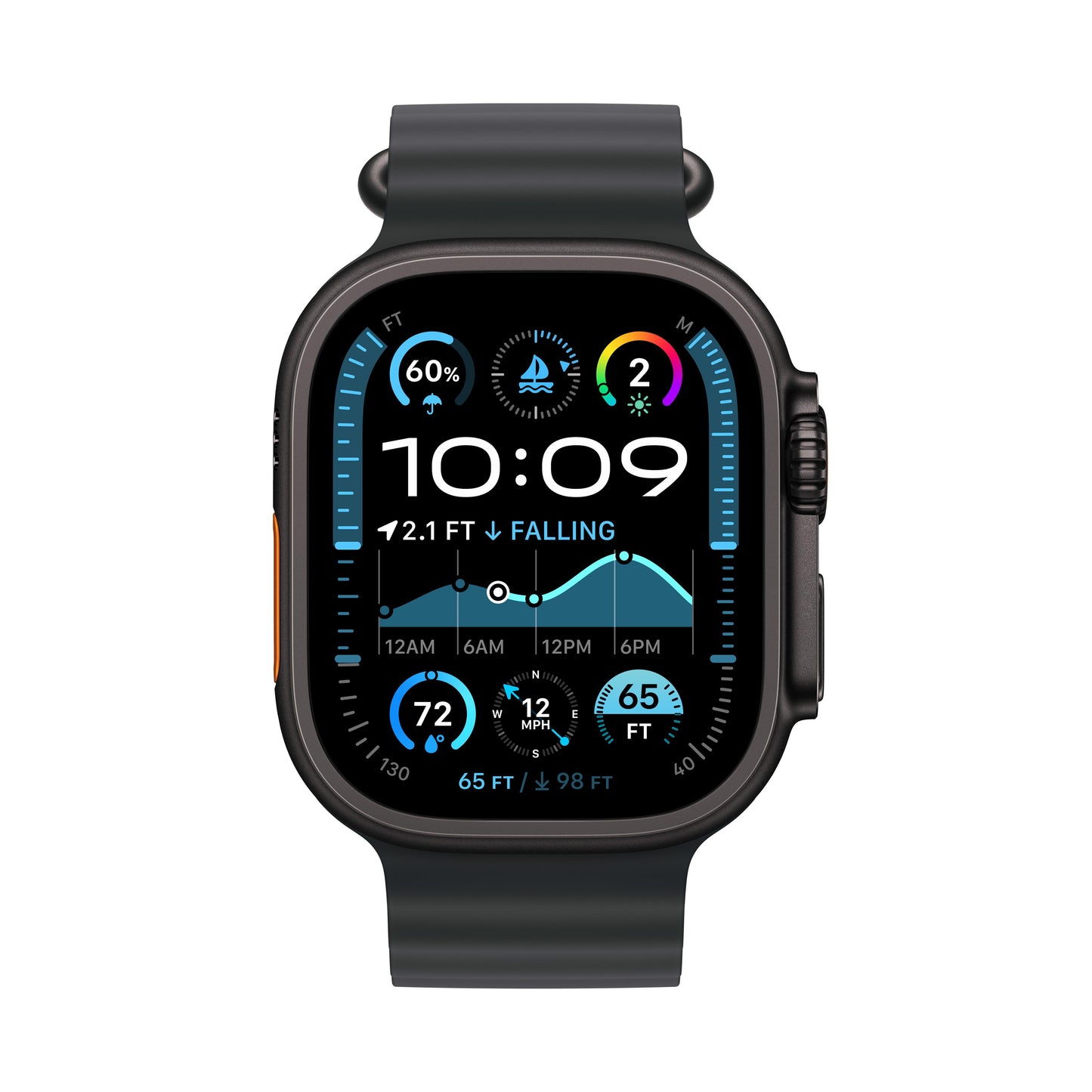 Apple Watch Ultra 2 GPS + Cellular, Caixa em titânio preto de 49 mm com Bracelete Ocean preta