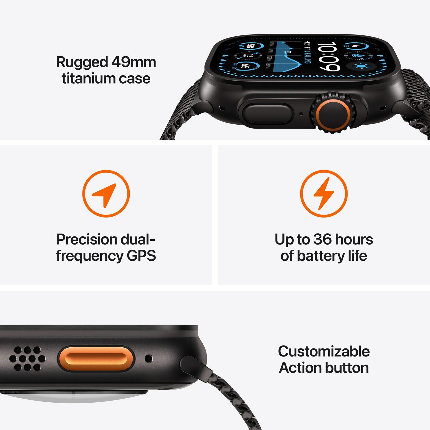 Apple Watch Ultra 2 GPS + Cellular, Caixa em titânio natural de 49 mm com Loop milanesa em titânio natural ‑ L