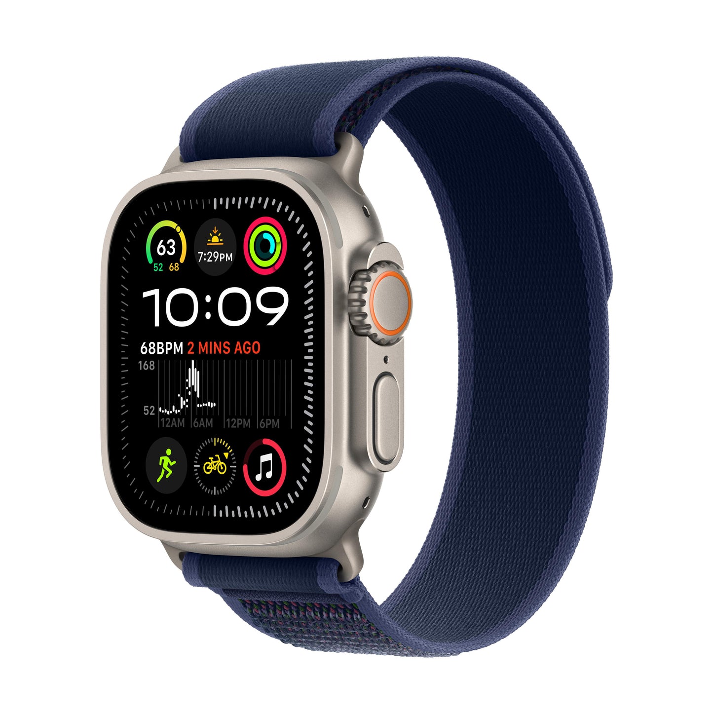 Apple Watch Ultra 2 GPS + Cellular, Caixa em titânio natural de 49 mm com Loop Trail azul ‑ S/M