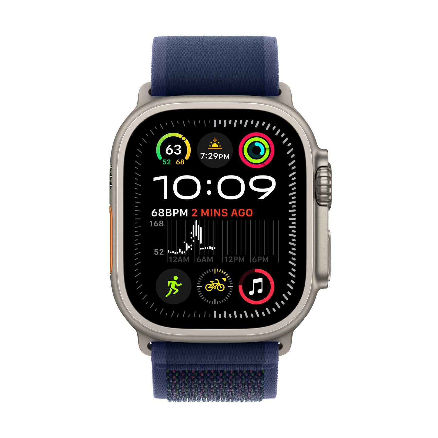 Apple Watch Ultra 2 GPS + Cellular, Caixa em titânio natural de 49 mm com Loop Trail azul ‑ S/M
