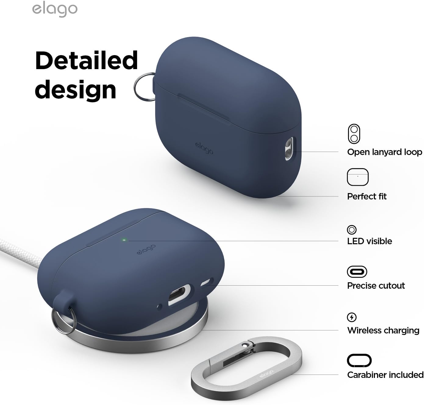 Capa para AirPod Pro 3 com mosquetão da Elago - Azul