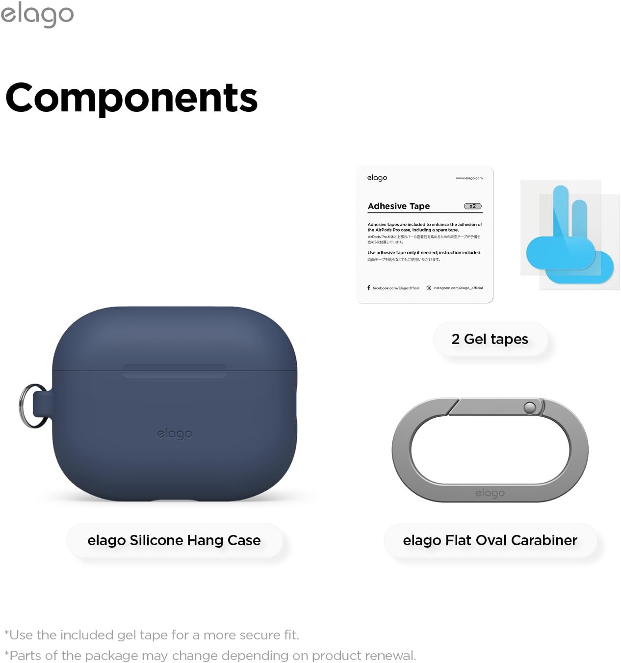 Capa para AirPod Pro 3 com mosquetão da Elago - Azul