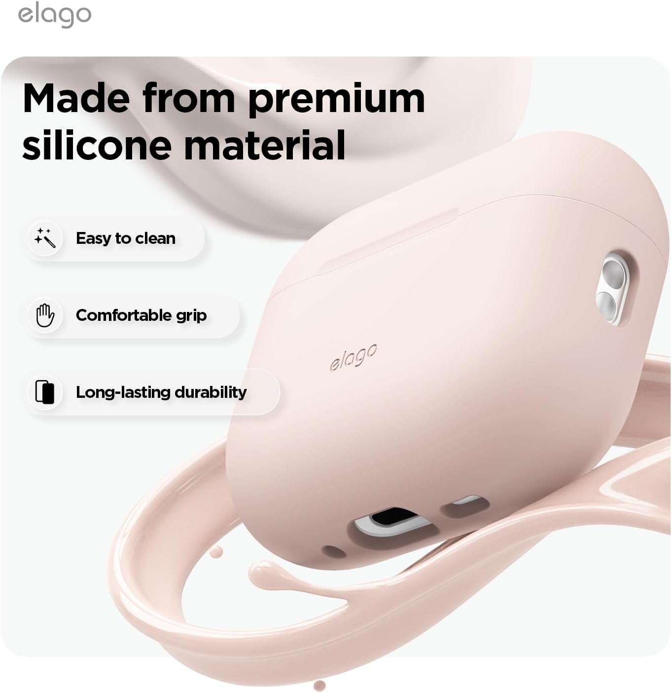Capa para AirPod Pro 3 com mosquetão da Elago - Rosa areia