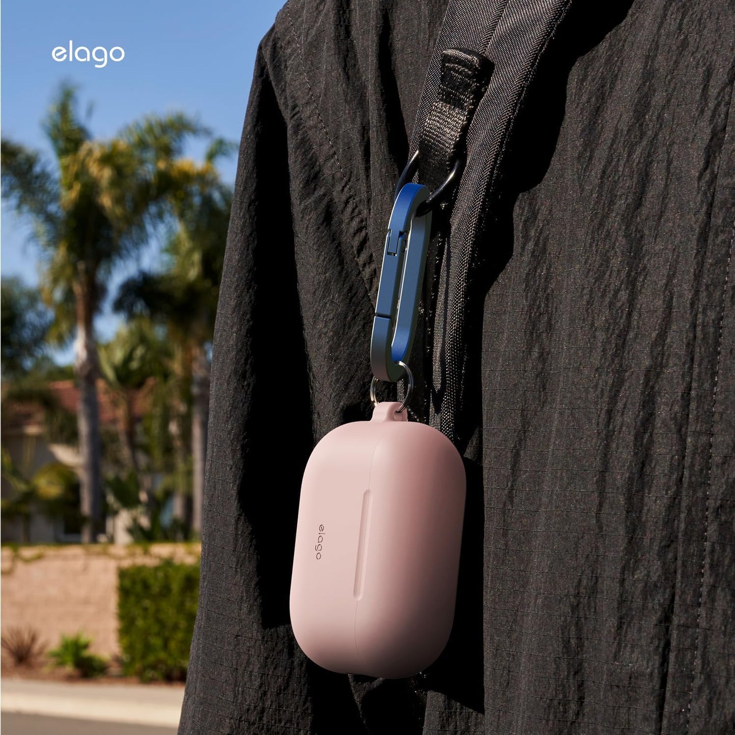 Capa para AirPod Pro 3 com mosquetão da Elago - Rosa areia