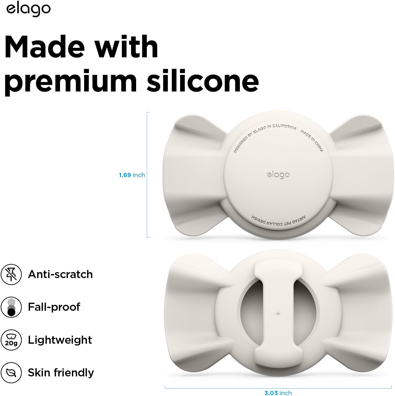 Capa para AirTag Elago para coleiras ou cordões - Cinza Pedra