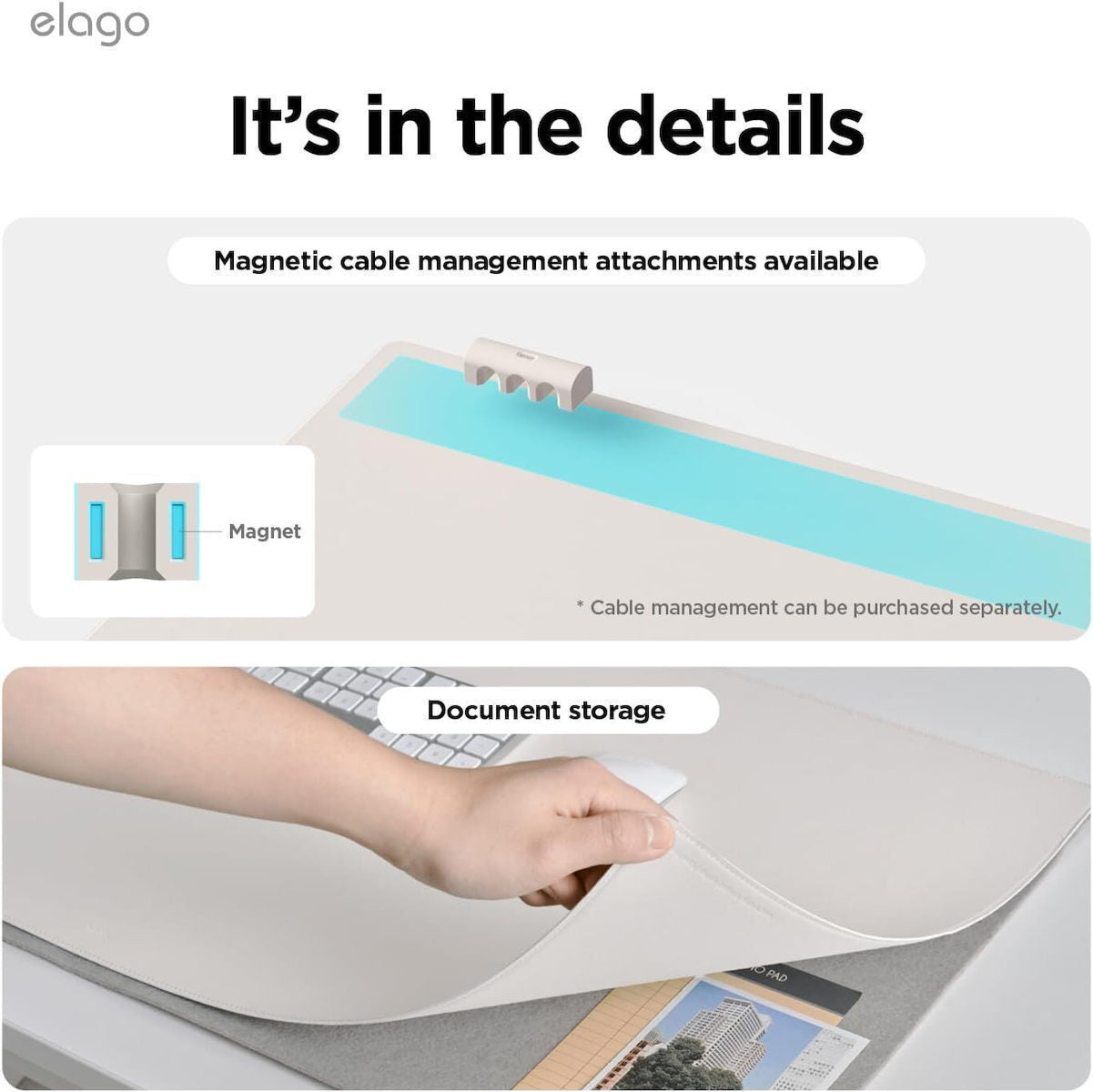 DeskPad, base magnética para secretária Elago - Pedra