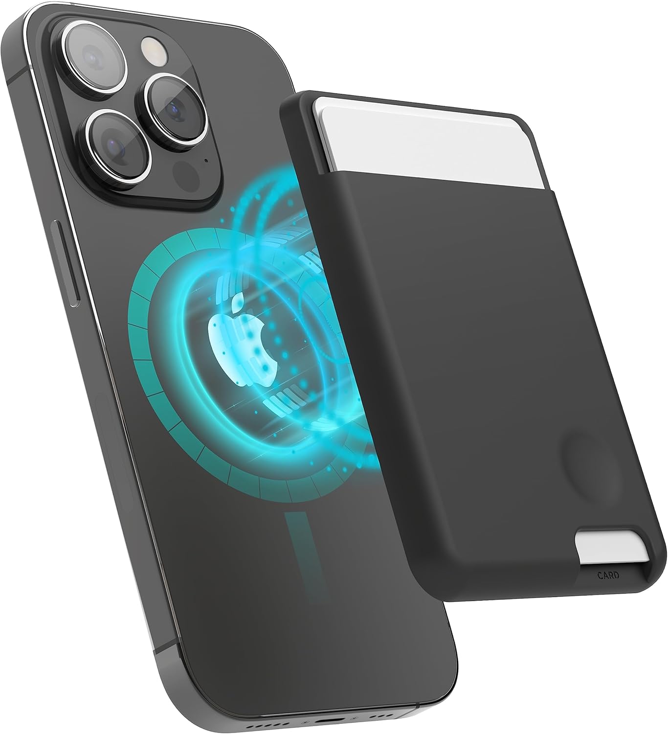 Porta-cartões em silicone para iPhone - Preto