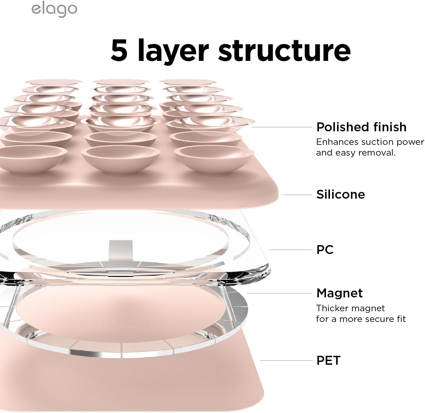 Placa de sução magnética para iPhone - Rosa paixão