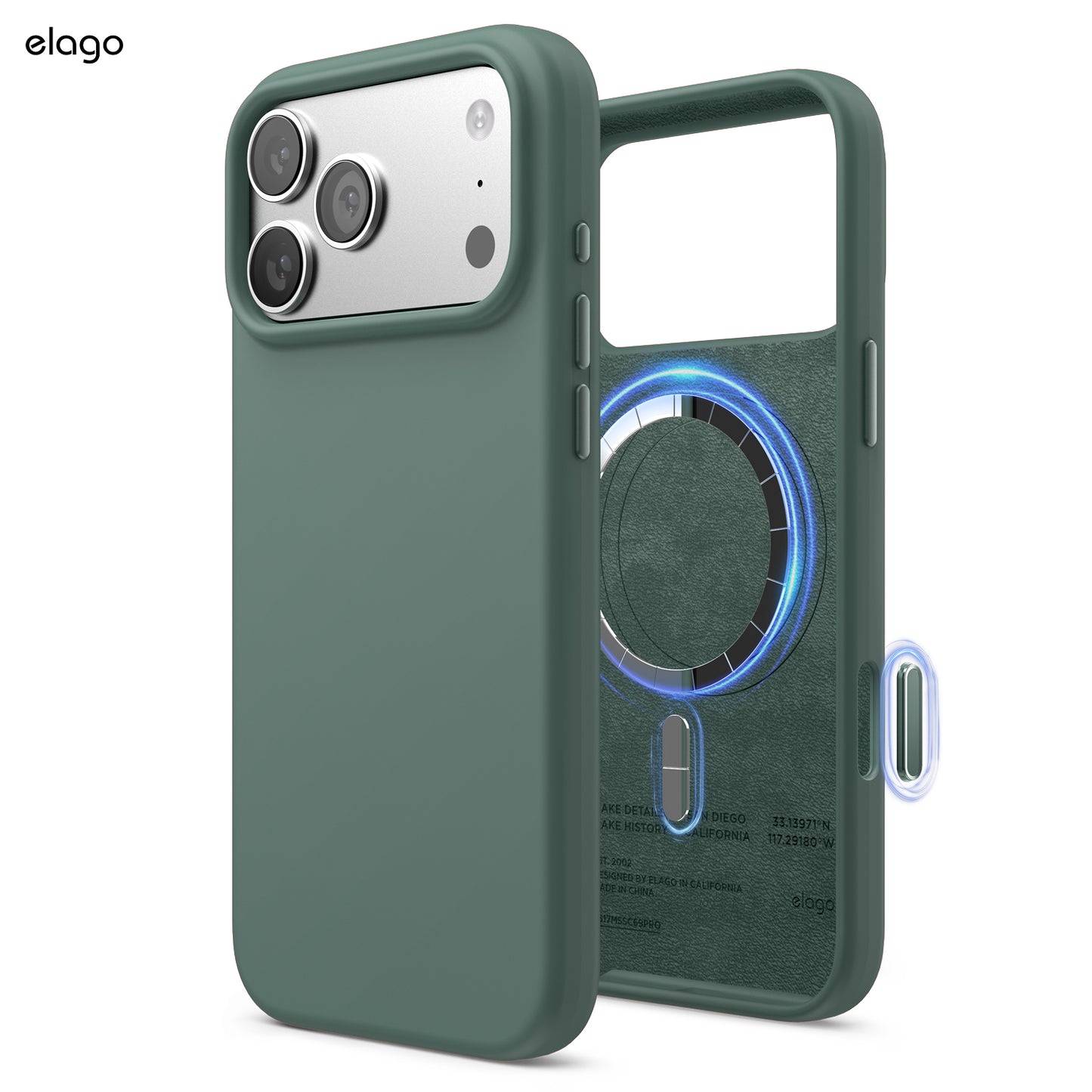 Capa para iPhone 17 Pro Max em Silicone - Verde meia-noite