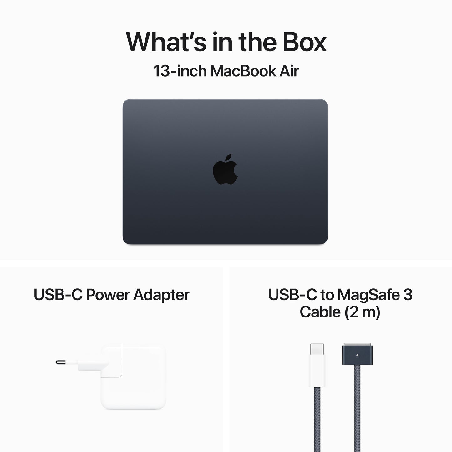 MacBook Air de 13 polegadas: Processador M3 da Apple com CPU 8‑core e GPU 8‑core, 256 GB SSD - Meia-noite