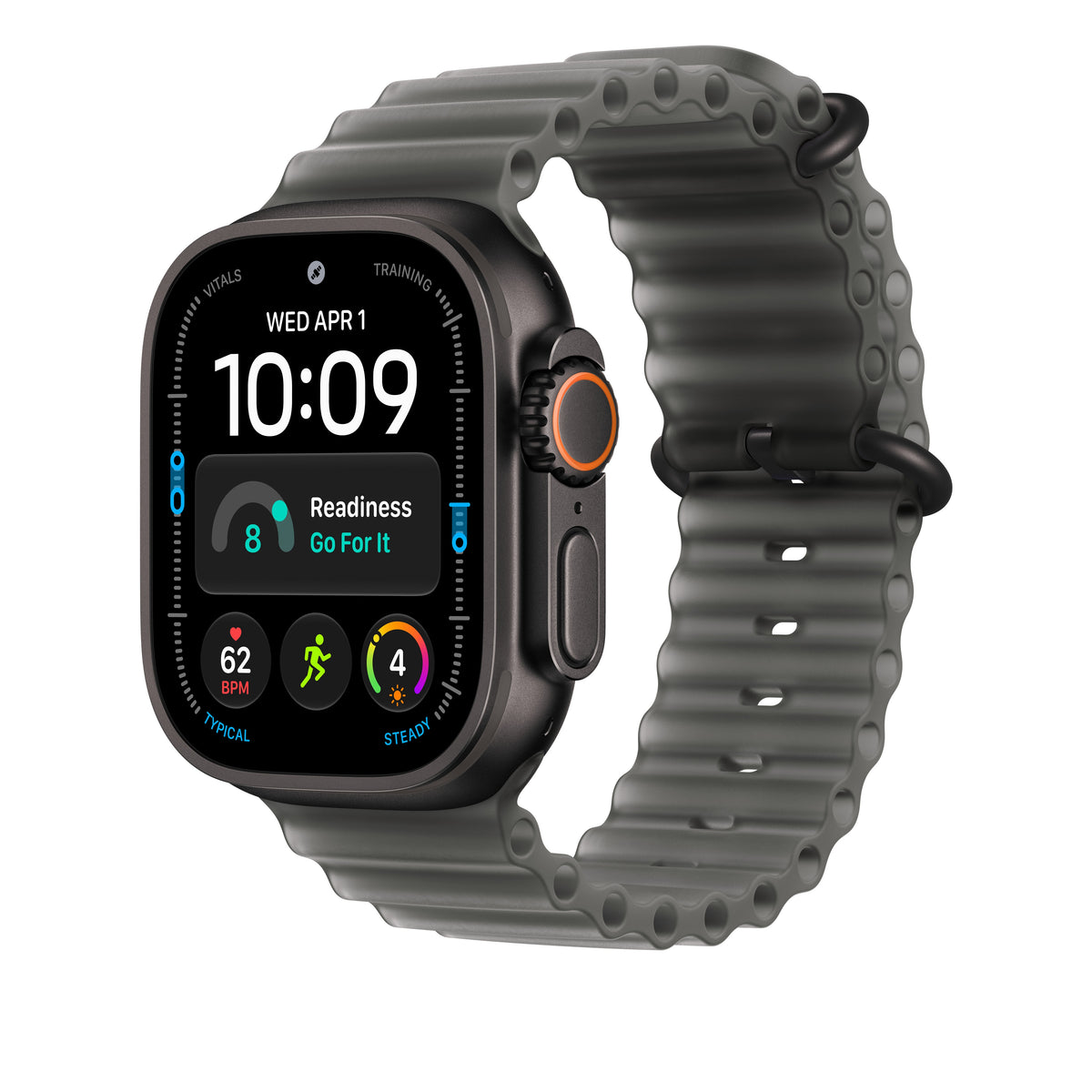 Bracelete Ocean preto translúcido de 49 mm - Titânio preto