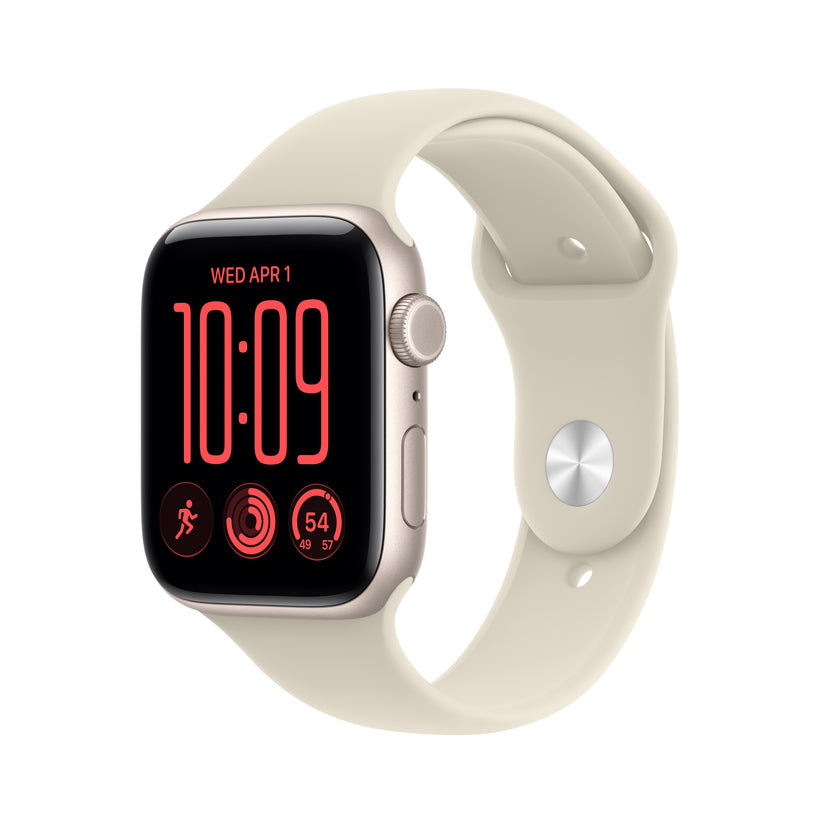 Apple Watch SE 3 GPS + Cellular, caixa em alumínio luz das estrelas de 44 mm com Bracelete desportiva areia - S/M