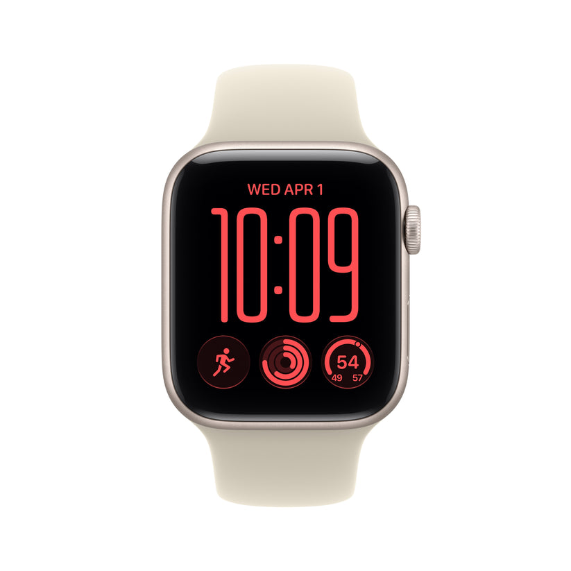 Apple Watch SE 3 GPS + Cellular, caixa em alumínio luz das estrelas de 44 mm com Bracelete desportiva areia - S/M