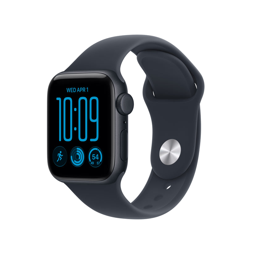 Apple Watch SE 3 GPS + Cellular, caixa em alumínio meia‑noite de 40 mm com Bracelete desportiva azul Navy - S/M