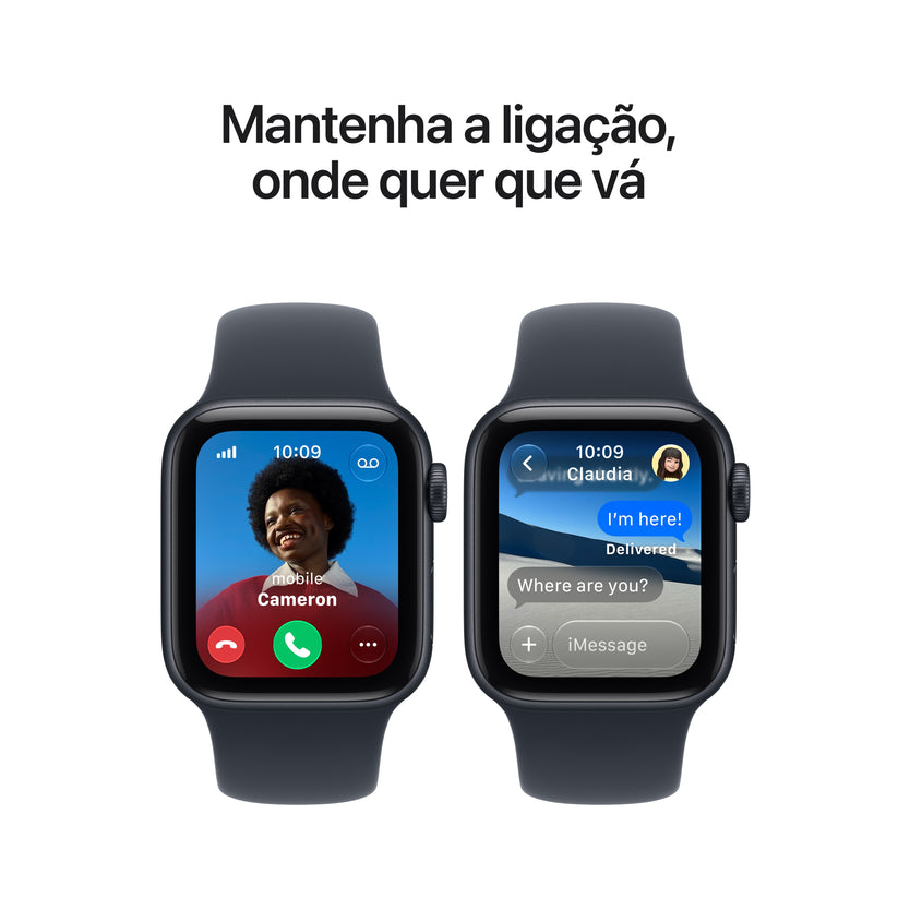 Apple Watch SE 3 GPS + Cellular, caixa em alumínio meia‑noite de 40 mm com Bracelete desportiva azul Navy - S/M