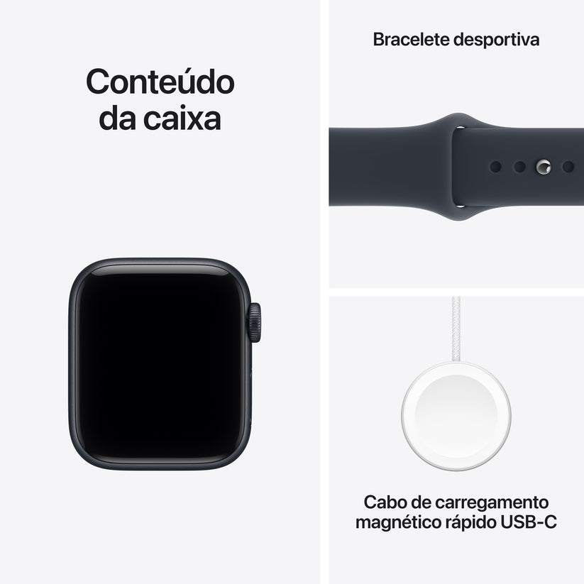 Apple Watch SE 3 GPS + Cellular, caixa em alumínio meia‑noite de 40 mm com Bracelete desportiva azul Navy - S/M