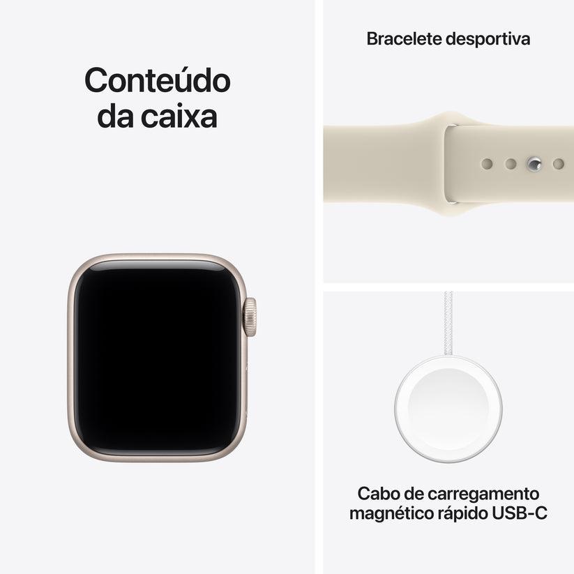 Apple Watch SE 3 GPS + Cellular, caixa em alumínio luz das estrelas de 40 mm com Bracelete desportiva areia - S/M