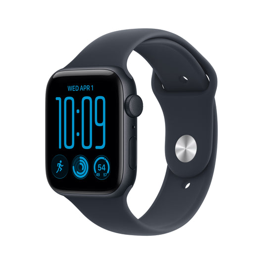 Apple Watch SE 3 GPS, caixa em alumínio meia‑noite de 44 mm com Bracelete desportiva azul Navy - S/M
