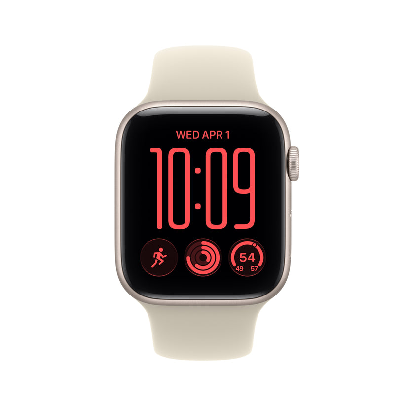 Apple Watch SE 3 GPS, caixa em alumínio luz das estrelas de 44 mm com Bracelete desportiva areia - M/L