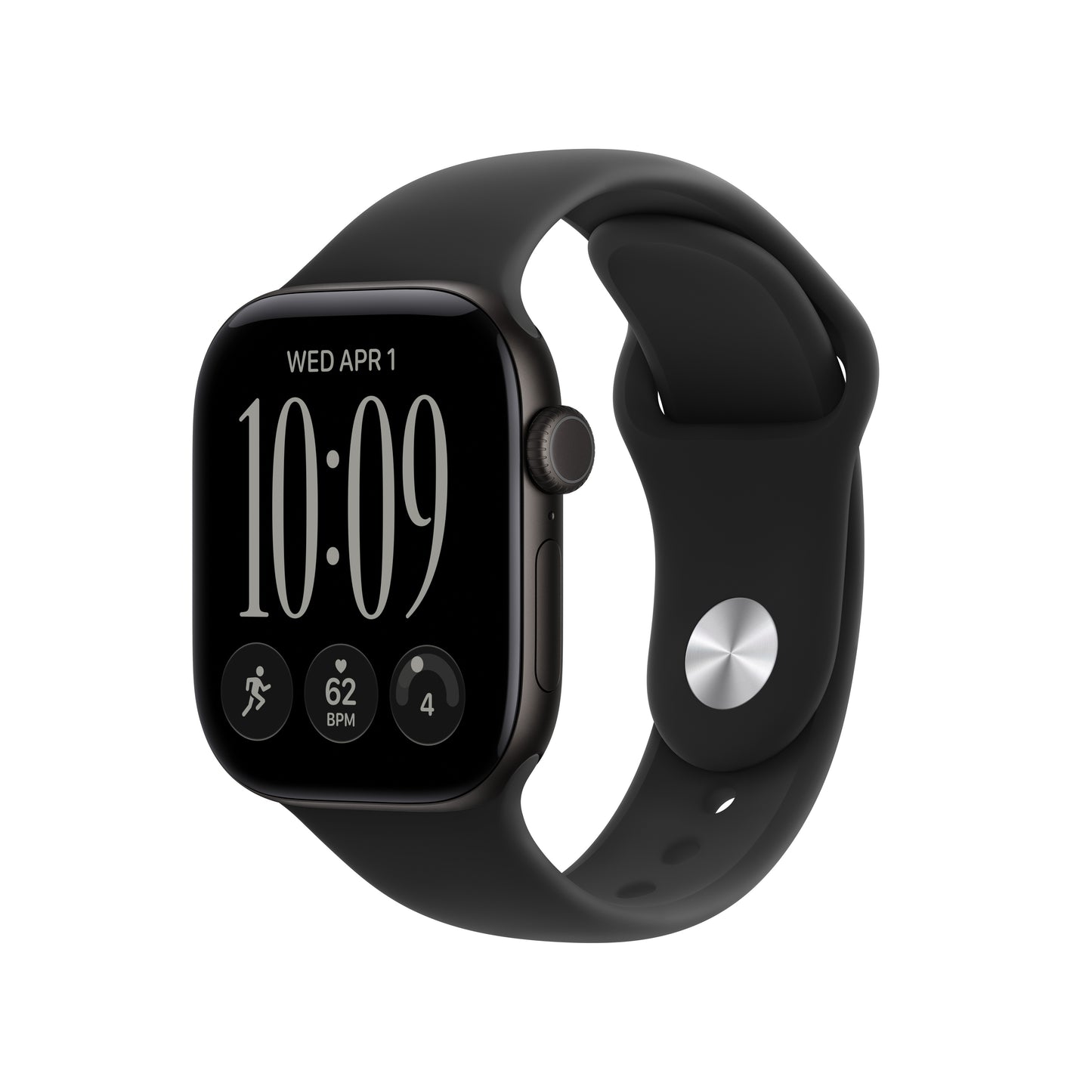 Apple Watch Series 12 GPS + Cellular, caixa em alumínio preto de 42 mm com Bracelete desportiva preta - M/L