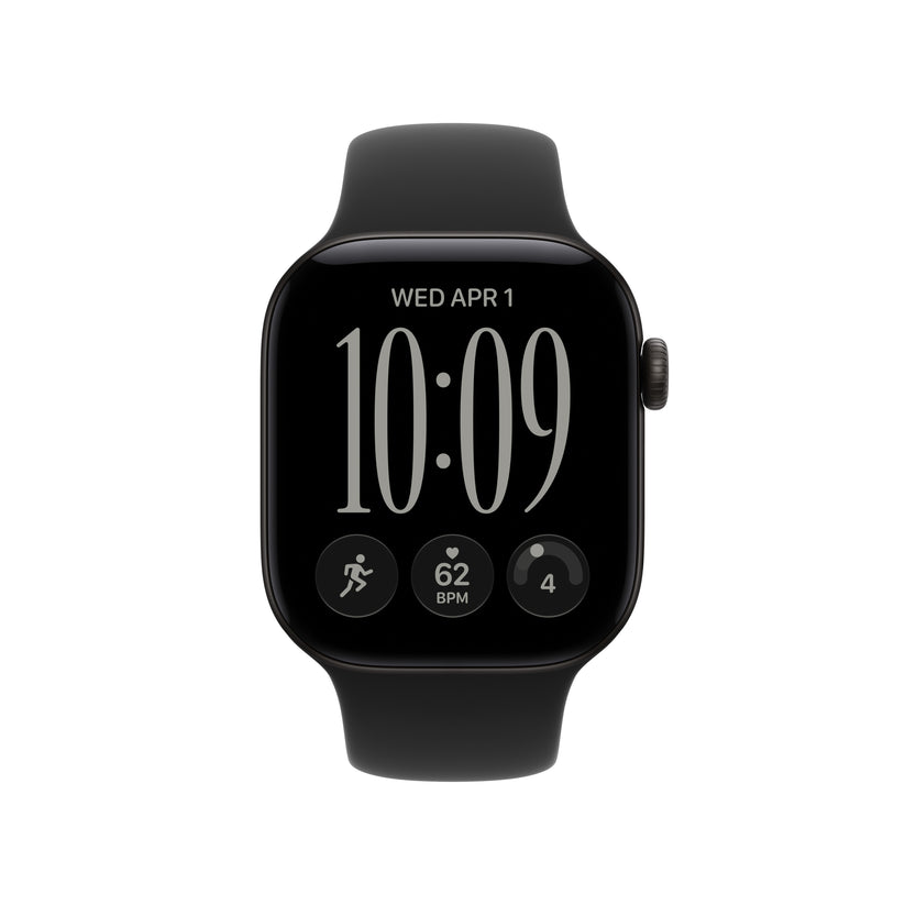 Apple Watch Series 12 GPS + Cellular, caixa em alumínio preto de 42 mm com Bracelete desportiva preta - M/L
